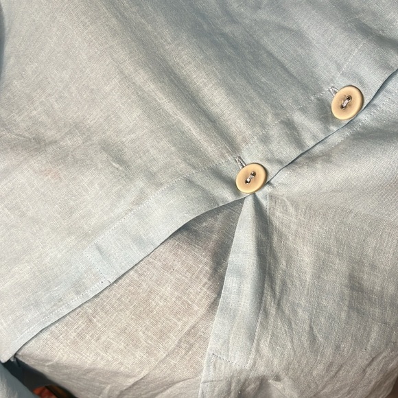 NWT VIX Paula Hermanny Linen Blend Spaghetti Strap Sky Blue Button Up Dress Sz M - Picture 4 of 10